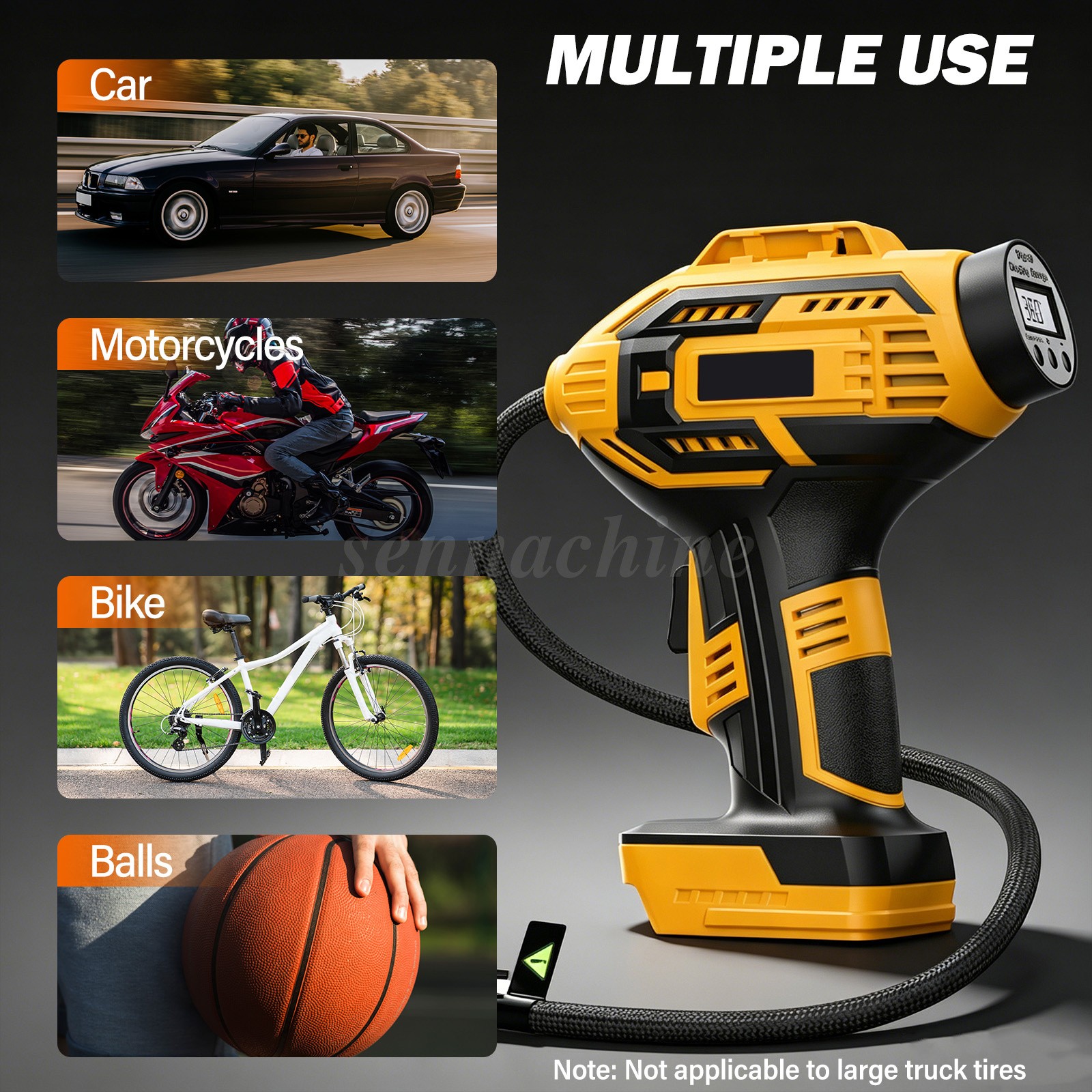 Car Air Tire Pump Inflator Compressor LED Digital Electric Portable 980kPa 20V