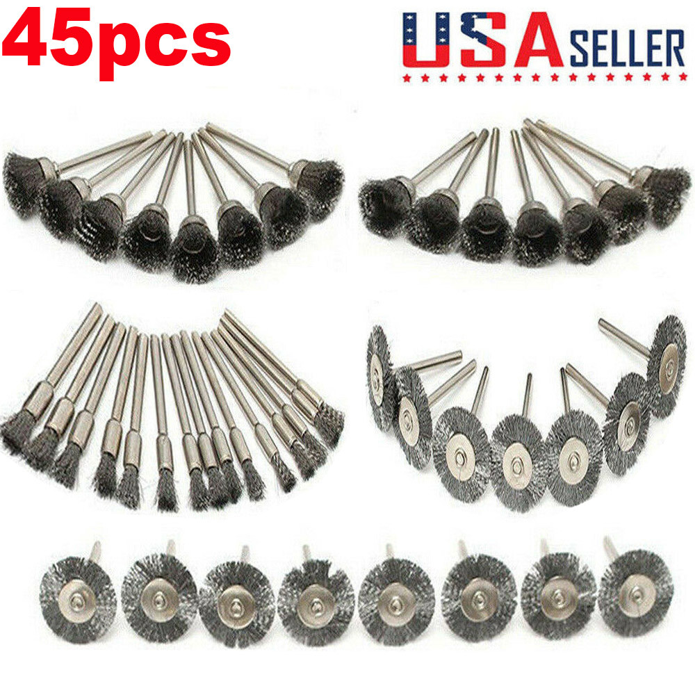 45X Stainless Steel Wire Brush Set Dremel Tool Rotary Die Grinder Removal Wheel