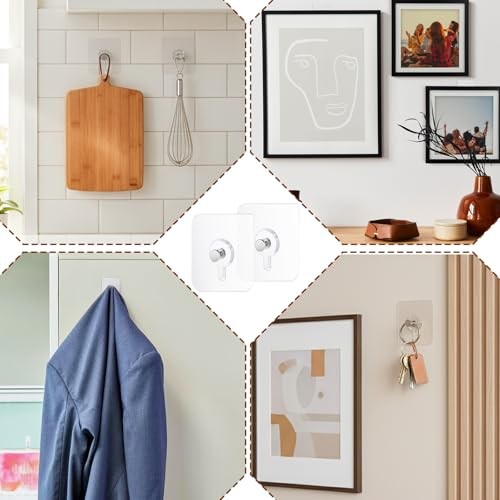 20Pcs Heavy Duty Self Adhesive Hooks, No-Trace Sticker Frame Hangers Without