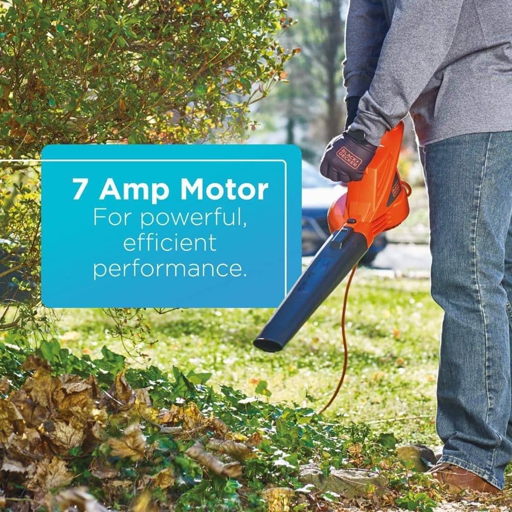 BLACK+DECKER 7 AMP 180 MPH 220 CFM Corded Electric Handheld Leaf Blower