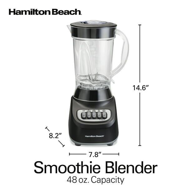 Hamilton Beach Smoothie Blender, 48 oz. Jar, 12 Blending Functions, Black, 50180