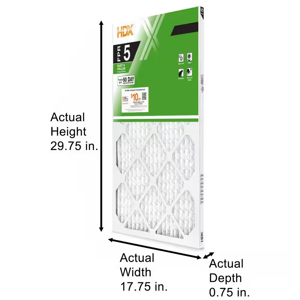 18 In. X 30 In. X 1 In. Standard Pleated Air Filter FPR 5, MERV 8