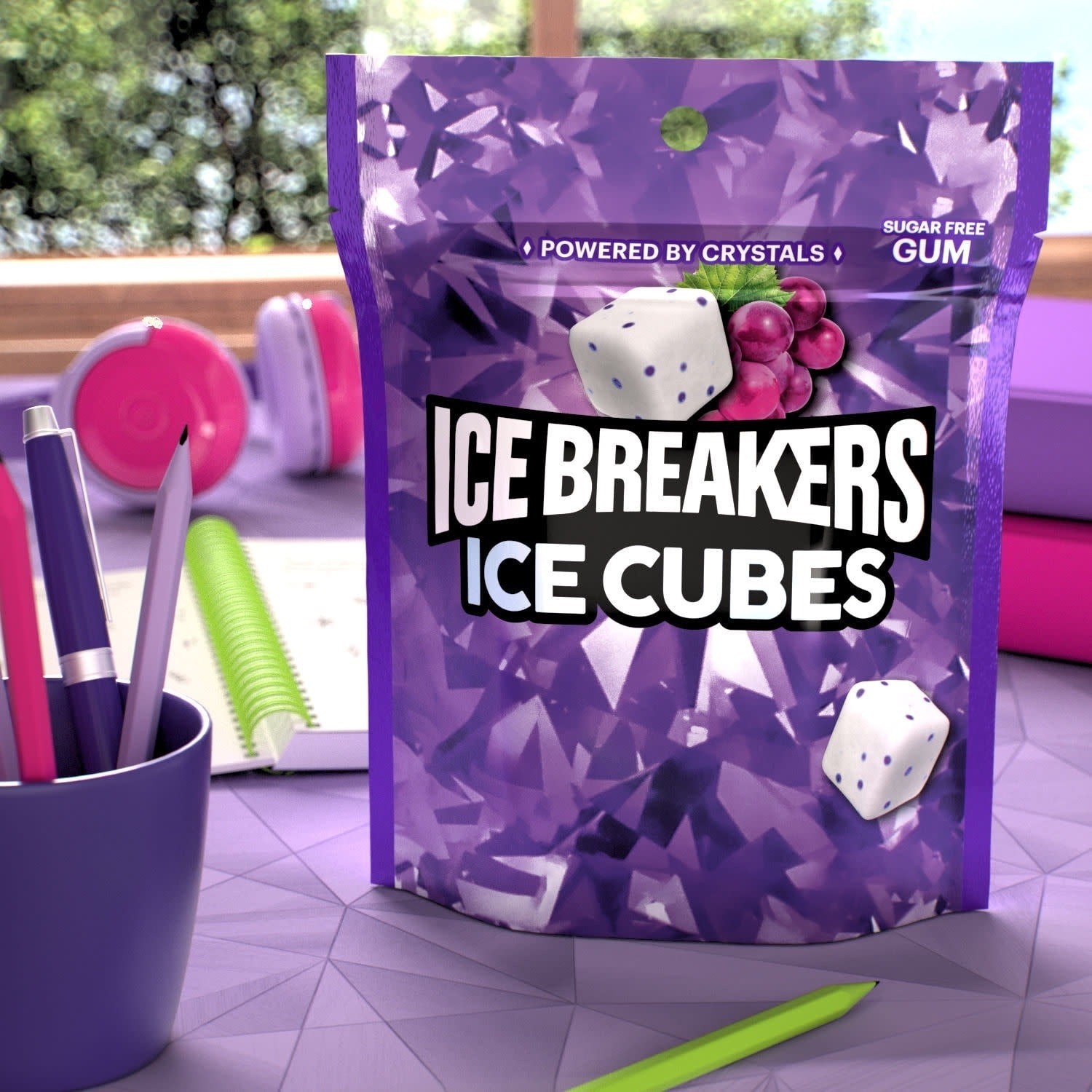 Ice Breakers Ice Cubes Arctic Grape Sugar Free Gum 100pcs 8.11oz Pouch