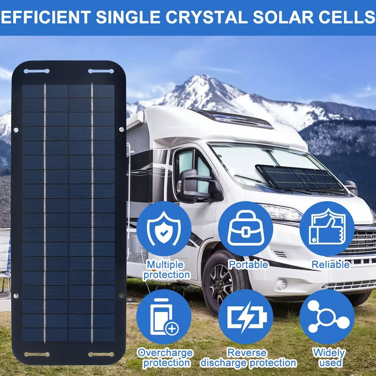 30W Solar Panel 12V Trickle Charger Battery Kit Maintainer Boat Car RV US