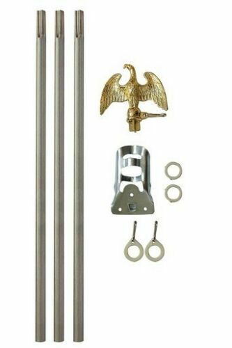 6′ Ft Residential Flag Pole Kit Tangle Free No Furl Rings & Optional Flag