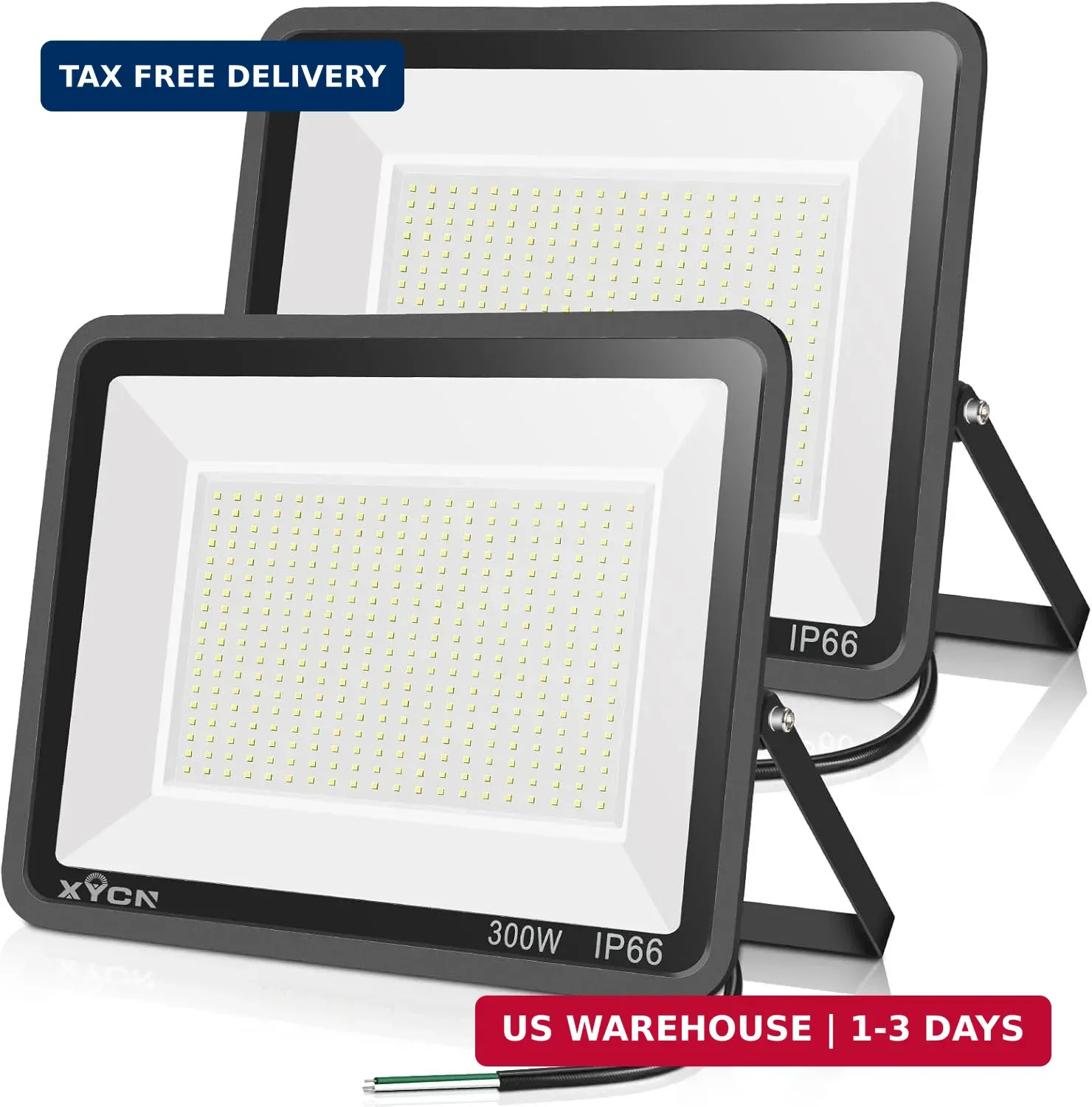 XYCN 2 pack 300W LED Flood Light(2000W Equivalent),Super Bright 42,500LM 5000K D