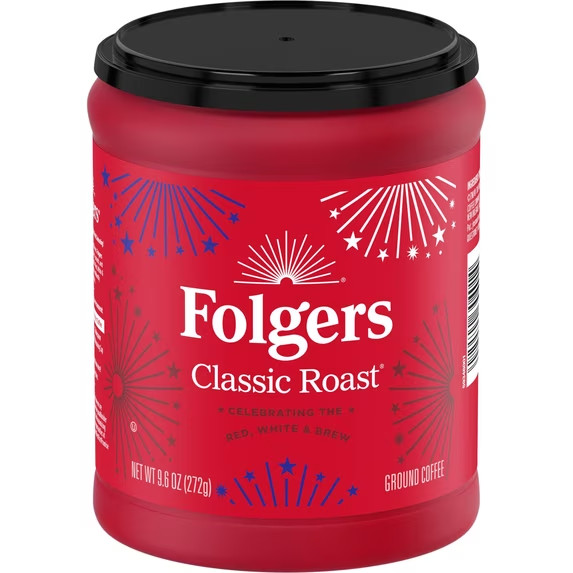 Folgers Classic Roast Ground Coffee, Medium Roast, 9.6 oz Canister New