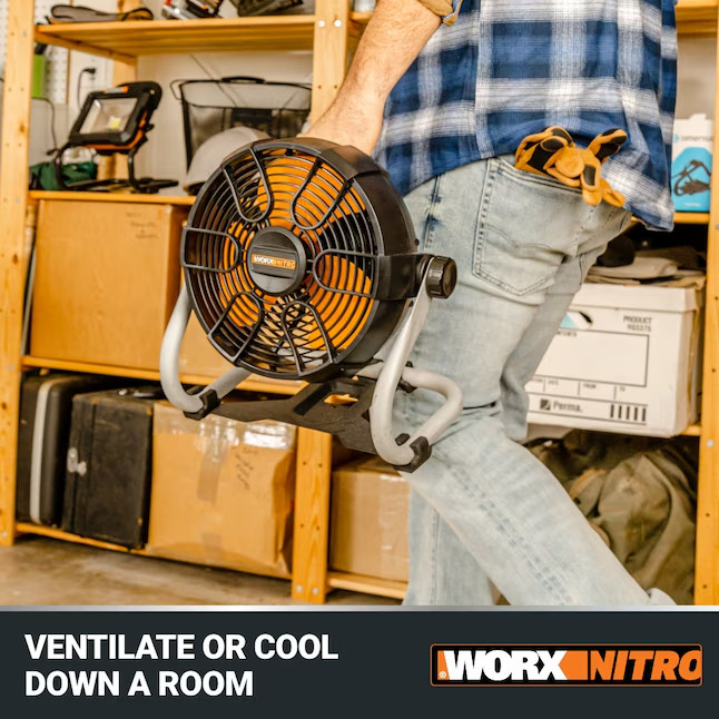 WORX 9-in High Velocity Indoor/Outdoor Personal Fan, Battery Powered, in Black