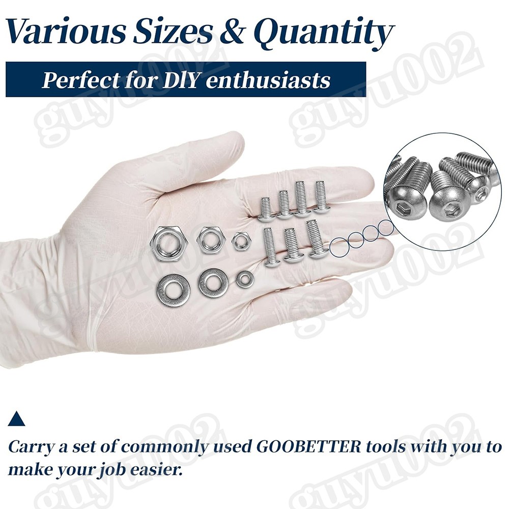 1300Pcs M2 M3 M4 M5 Button Head Socket Cap Screw Bolts Nuts Washers Assortment