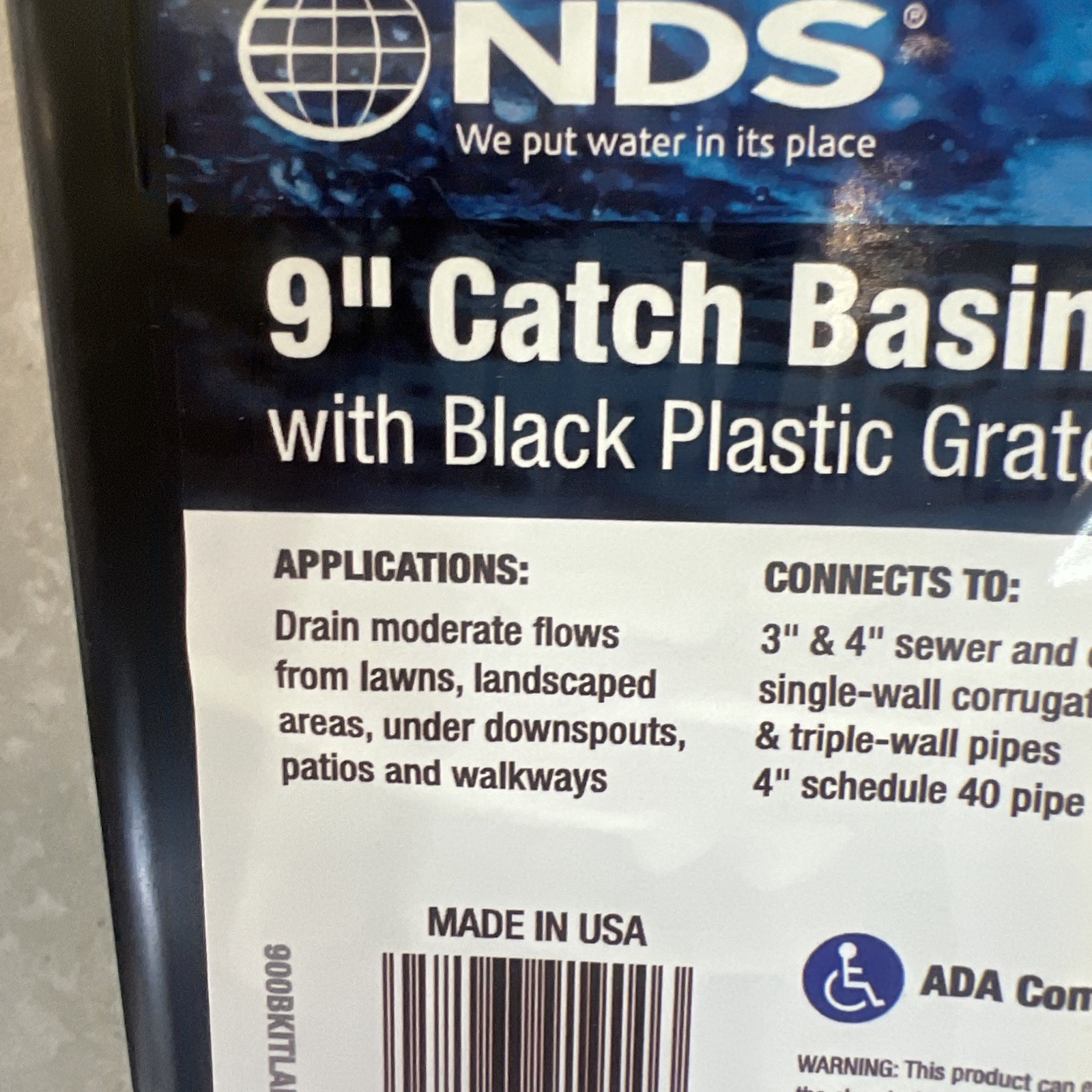 NDS 900BKIT 9 in. (9.38 in.) Square Catch Basin Drain Kit