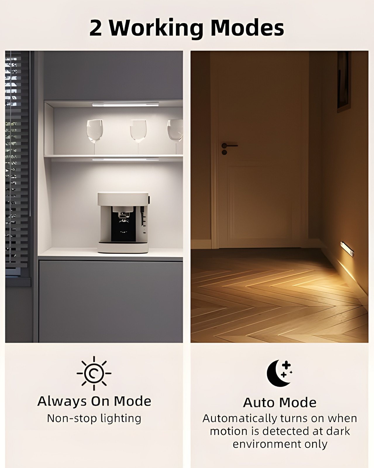 4 Pack Plastic USB LED Cabinet Lights with Toggle Switch, Under Shelf Lighting