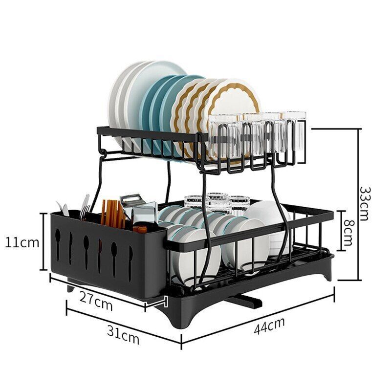 Kitchen Dish Cup Drying Rack Utensil Drainer Dryer Tray Cutlery Holder Organizer