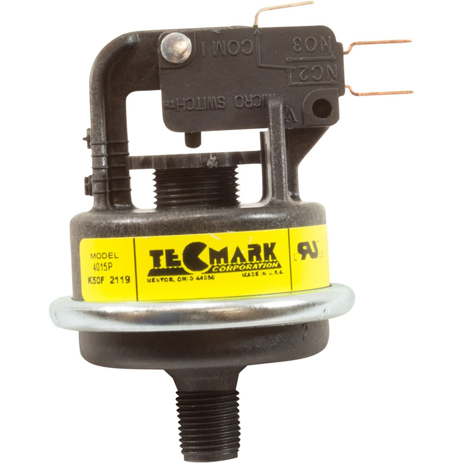 Pressure Switch 4015P, 25A, Tecmark, 1/8″mpt, SPDT, Plastic