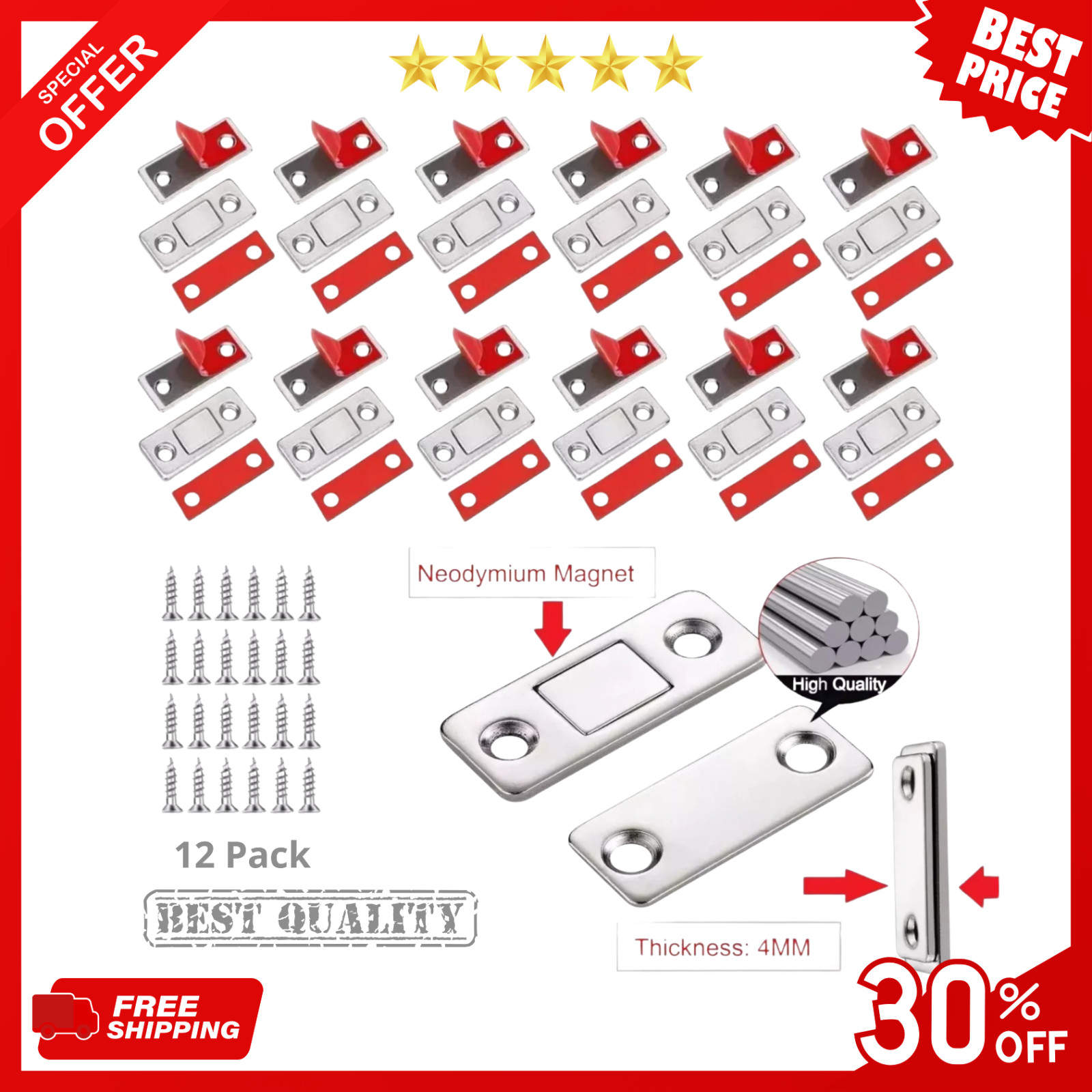 12 Pack Monkey Magnets Ultra-Thin Magnetic Plates Keep It All Shut AS-SEEN-ON-TV