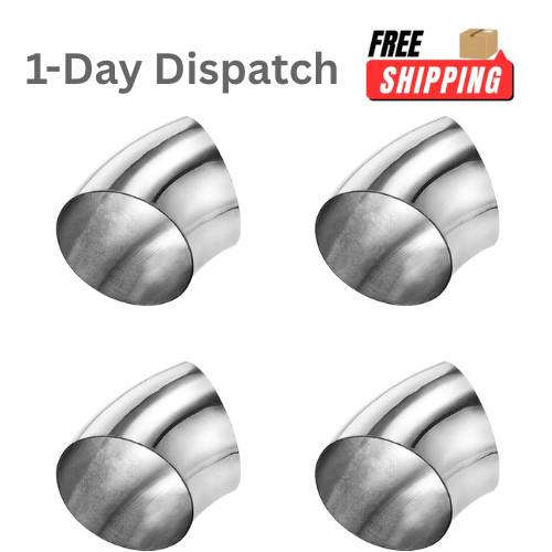 ZYHW 4Pcs 3 Inch 45° Stainless Steel Exhaust Bend Tube 304 1.5mm Silver