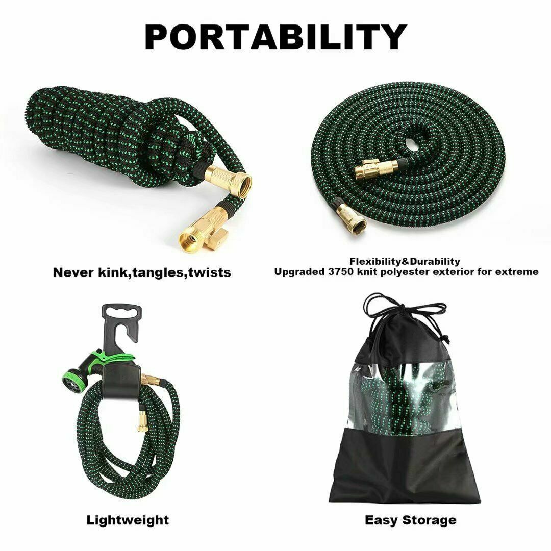 Heavy Duty Expandable Garden Hose Pipe Spray Gun Flexible Expanding Stretch