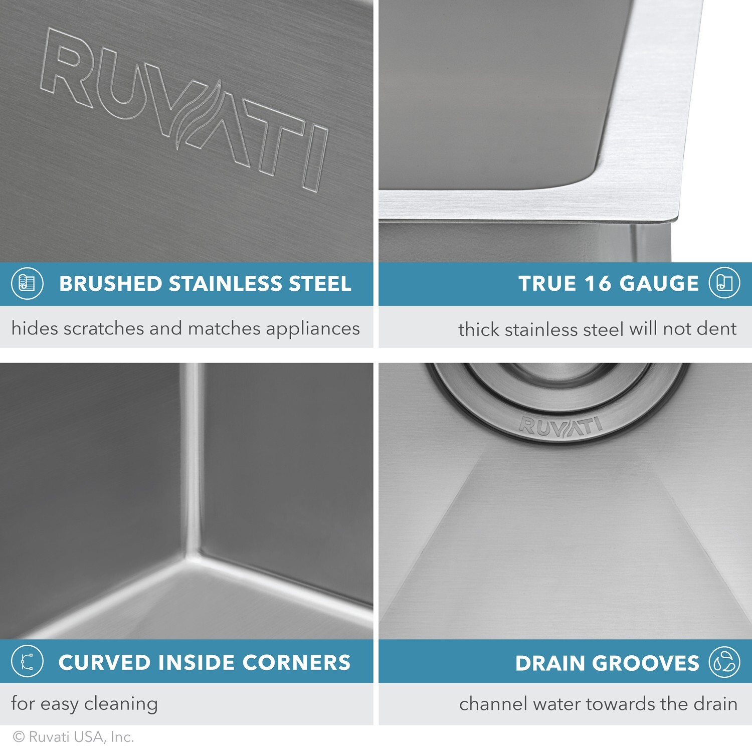 Ruvati 21″ Undermount 16 Gauge Bar Prep Single Bowl Kitchen Sink- RVH7121