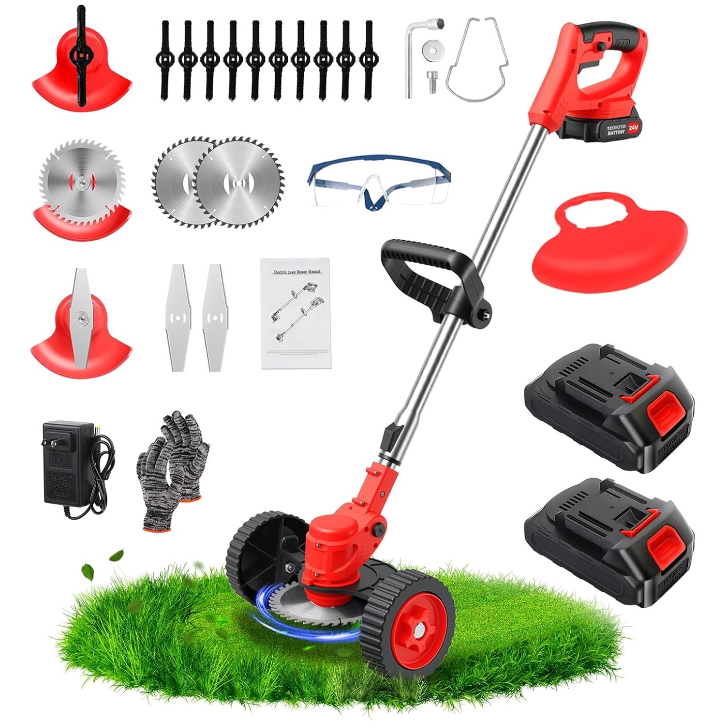Dual-Switch Safety Grass Trimmer Battery Powered