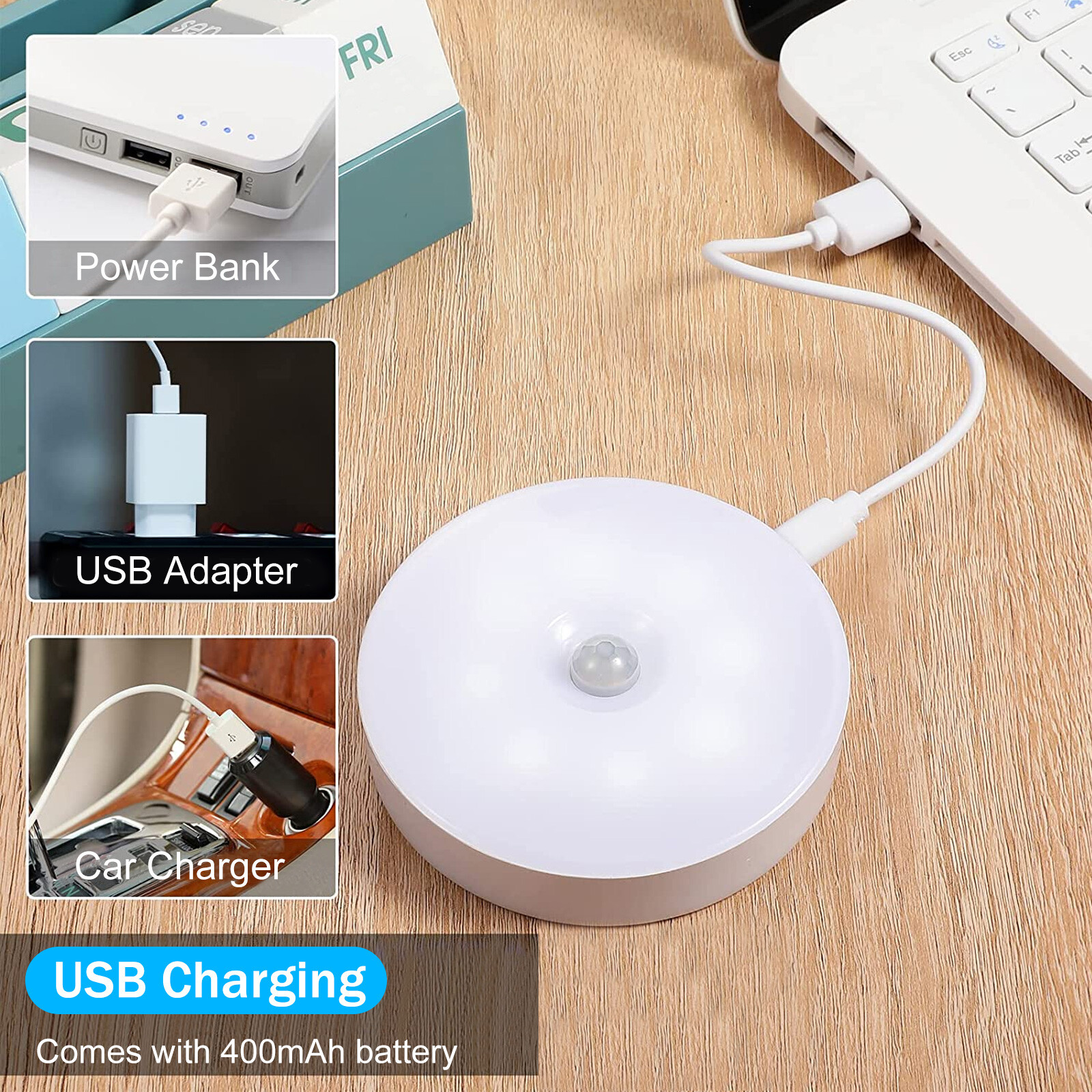 Rechargeable LED Motion Sensor Under Cabinet Closet Light USBCharge Kitchen Lamp
