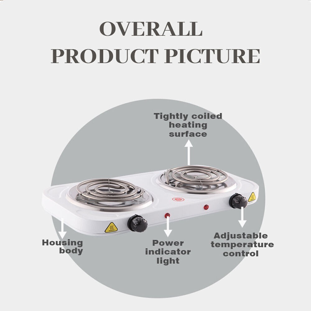 US 2000W Double Burner Hot Plates Electric Countertop Stove for Cooking Portable