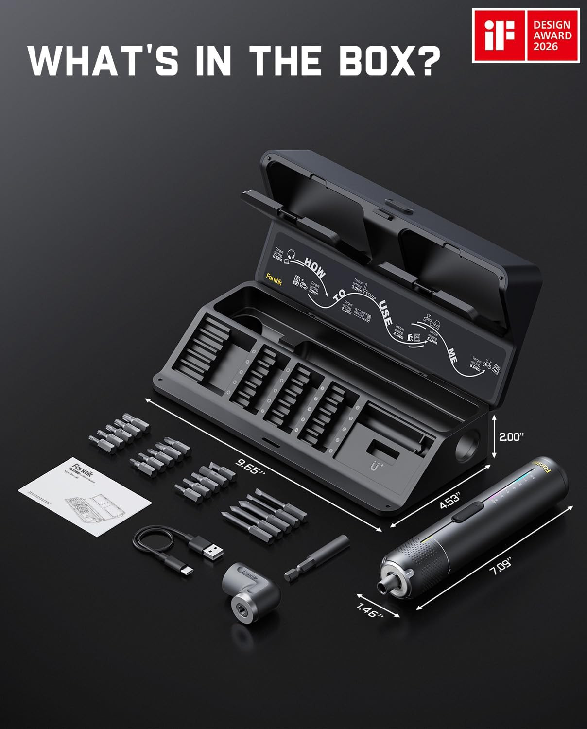 S2 Pro Electric Screwdriver, Cordless Screwdriver Set(Space Grey) | 7 Torque Set
