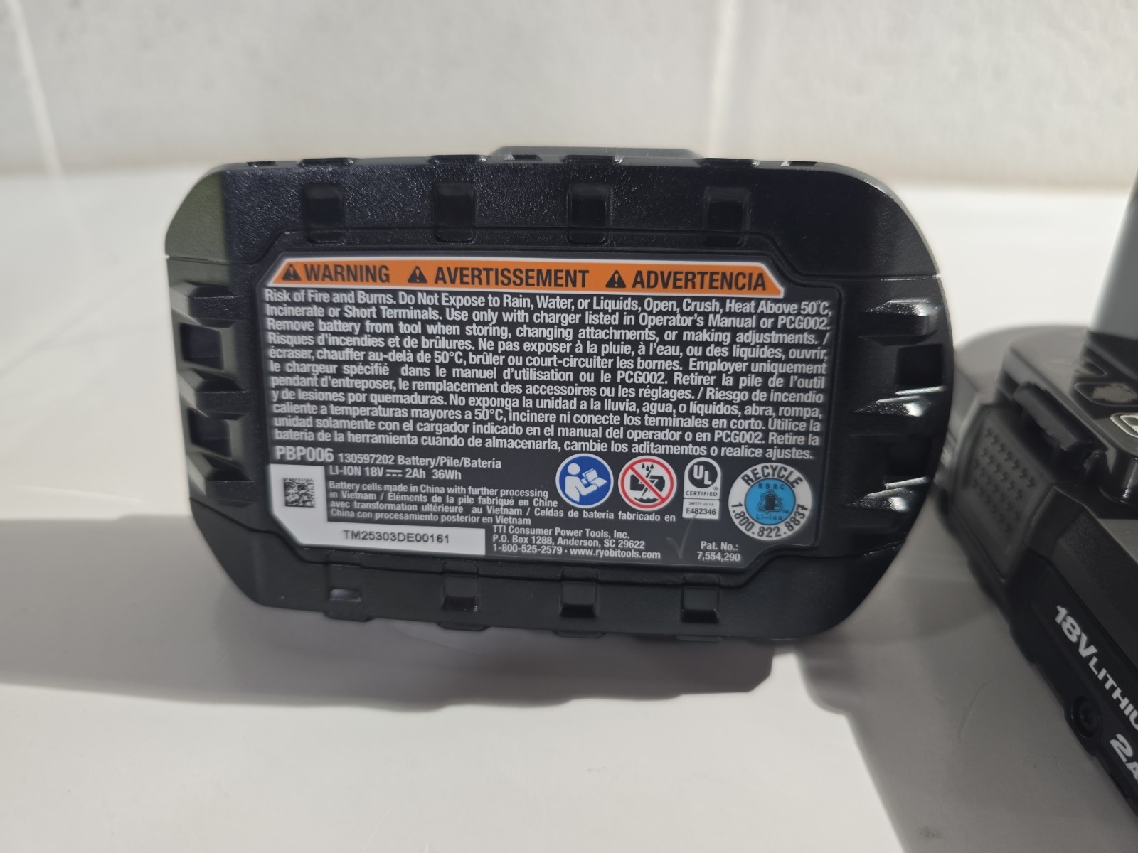 RYOBI ONE+ 18V 2.0 Ah Lithium-Ion Battery (2 pack)