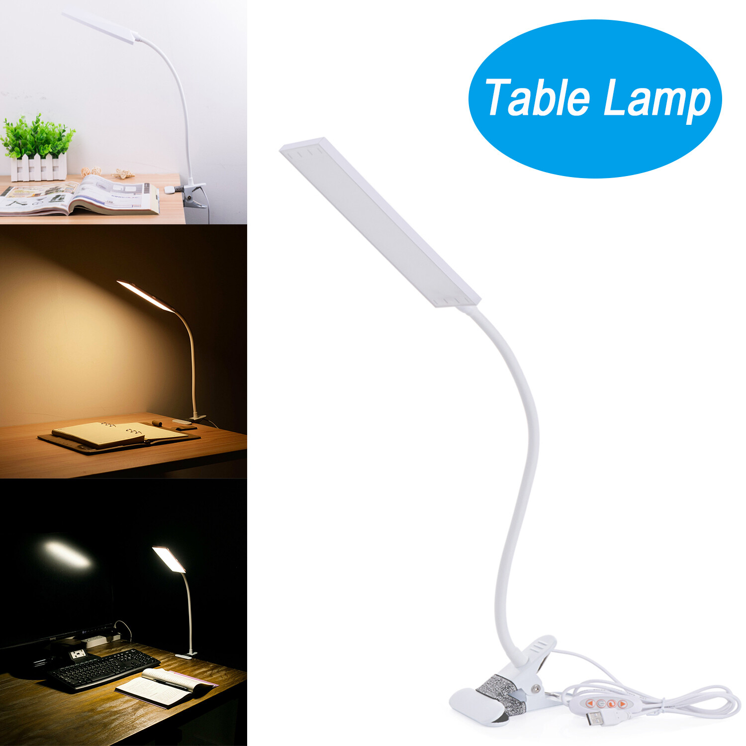 Adjustable LED Lamp Dimmable Clip-On Desk Lamp Flexible Reading Light Flexible