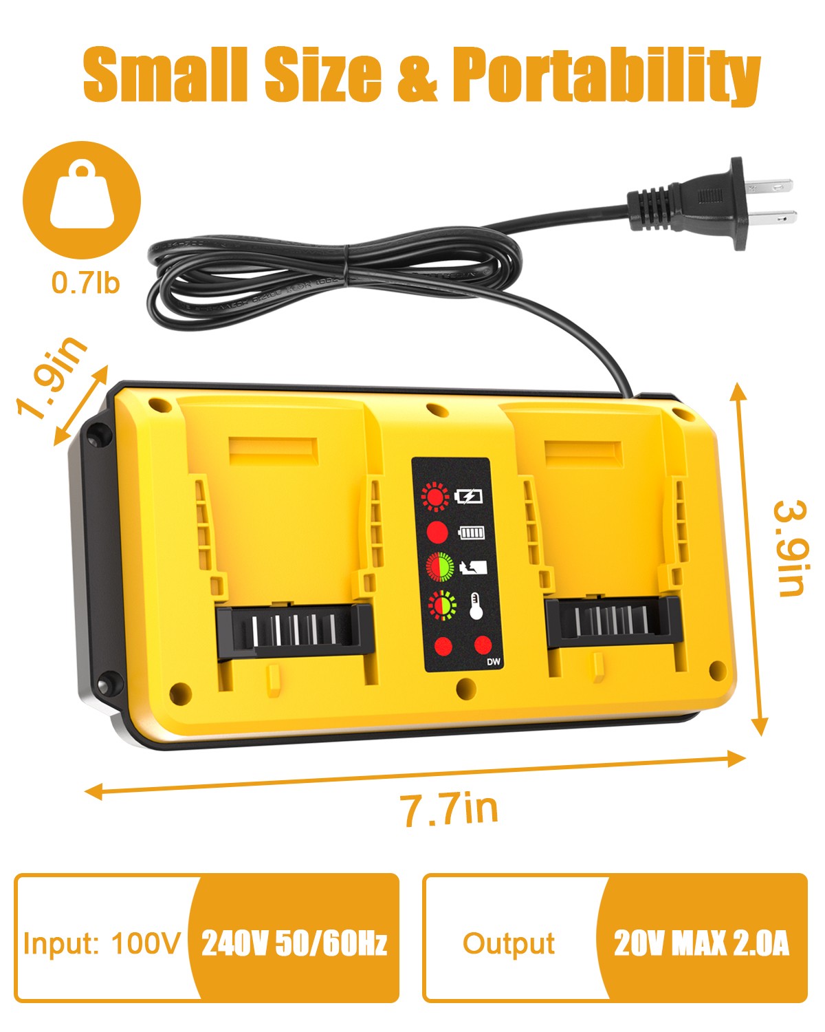 Dual Battery Charger for DeWalt 18V-20V MAX Lithium Batteries DCB203 DCB204