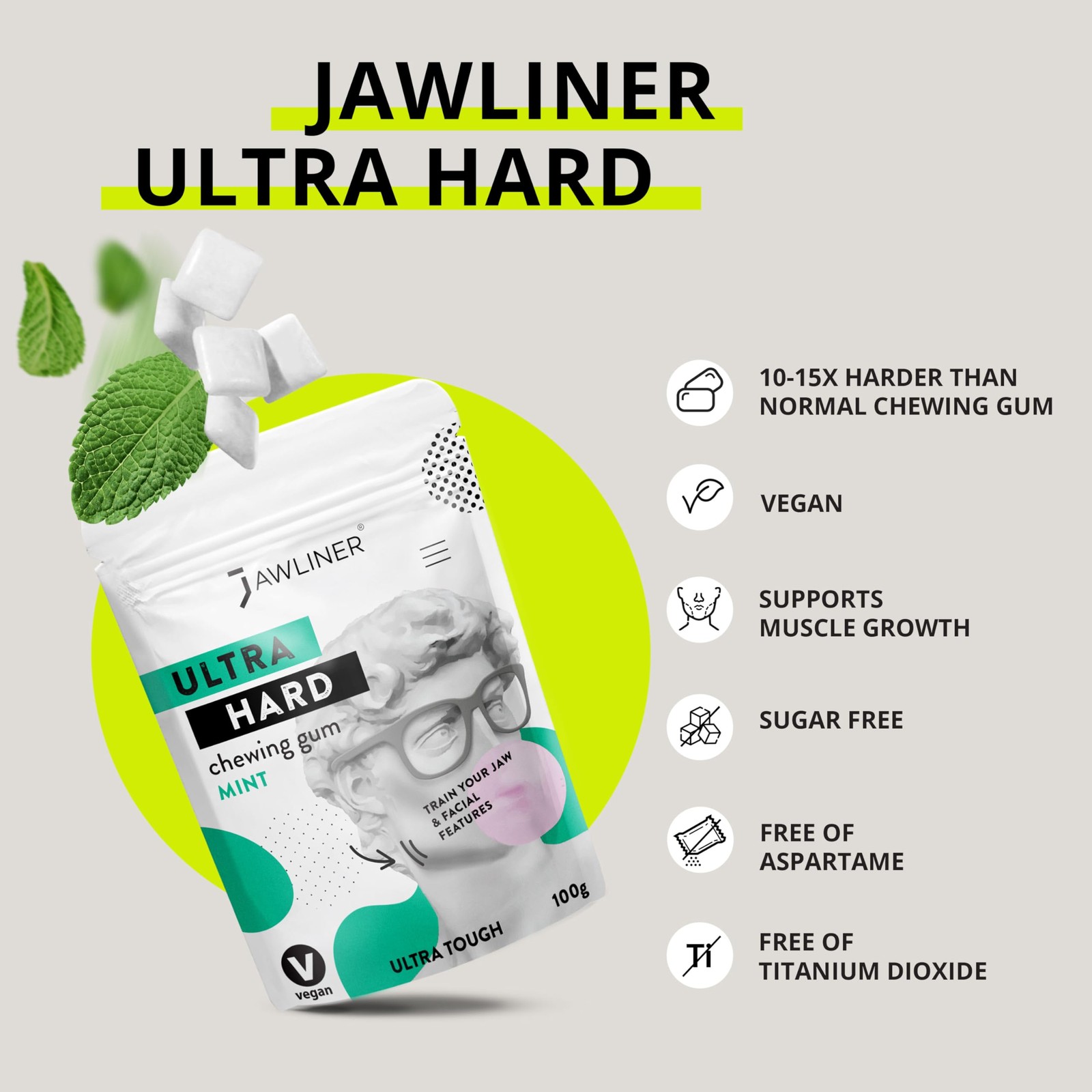 Handmade Sugar-Free Mint Jawline Gum for Mewing – 12 Weeks Coaching Pack