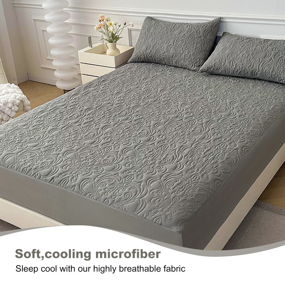 Quilted Fitted Mattress Cover Elastic Fitted Mattress Protector with Deep Pocket