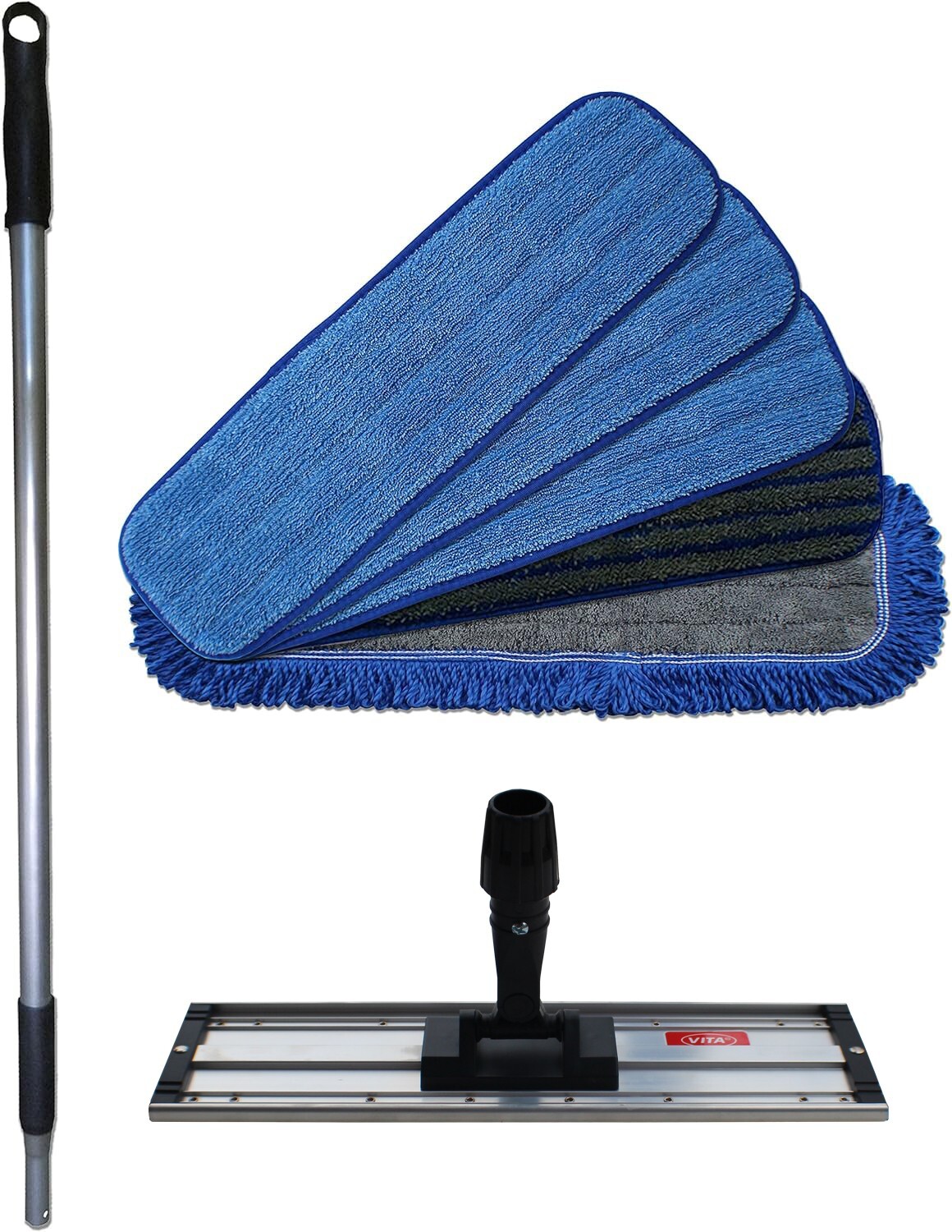 Ultimate 18″ Microfiber Mop System – Handle, Frame and 3 Types Cleaning Pads