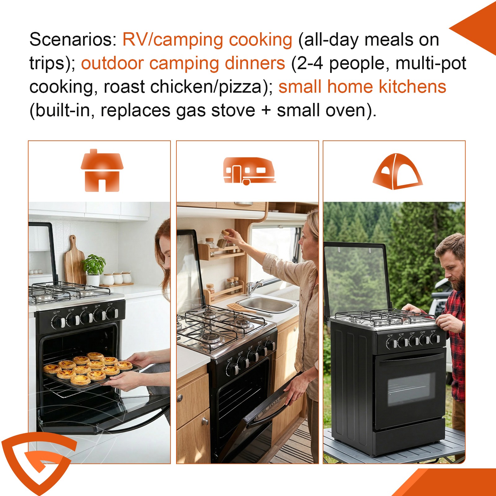 NEW 20″ Free Standing Gas Stove Oven Range,4 Burner LPG Cooktop with 60L Oven