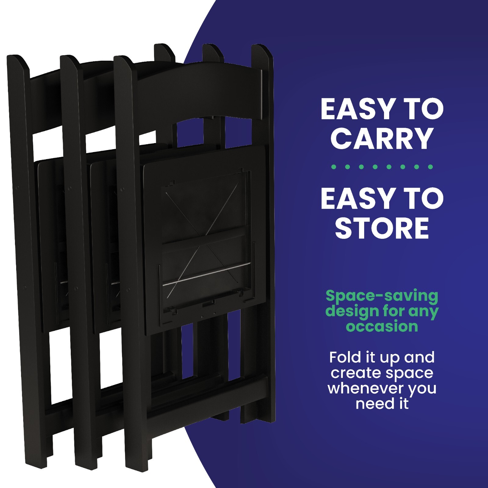 Black Resin Stackable Folding Chair – Indoor/Outdoor Folding Chairs for Events