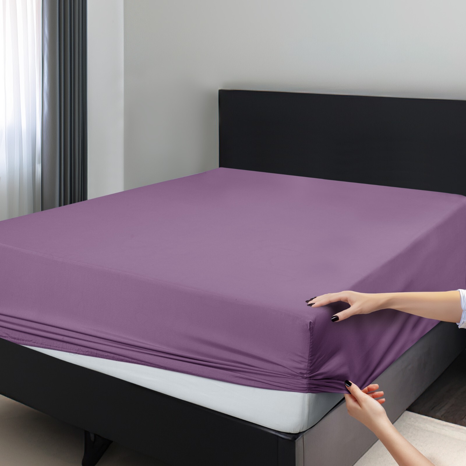1800 Deep Pocket Fitted Sheet Queen King Fully Elastic Fitted Sheets Bed Sheets