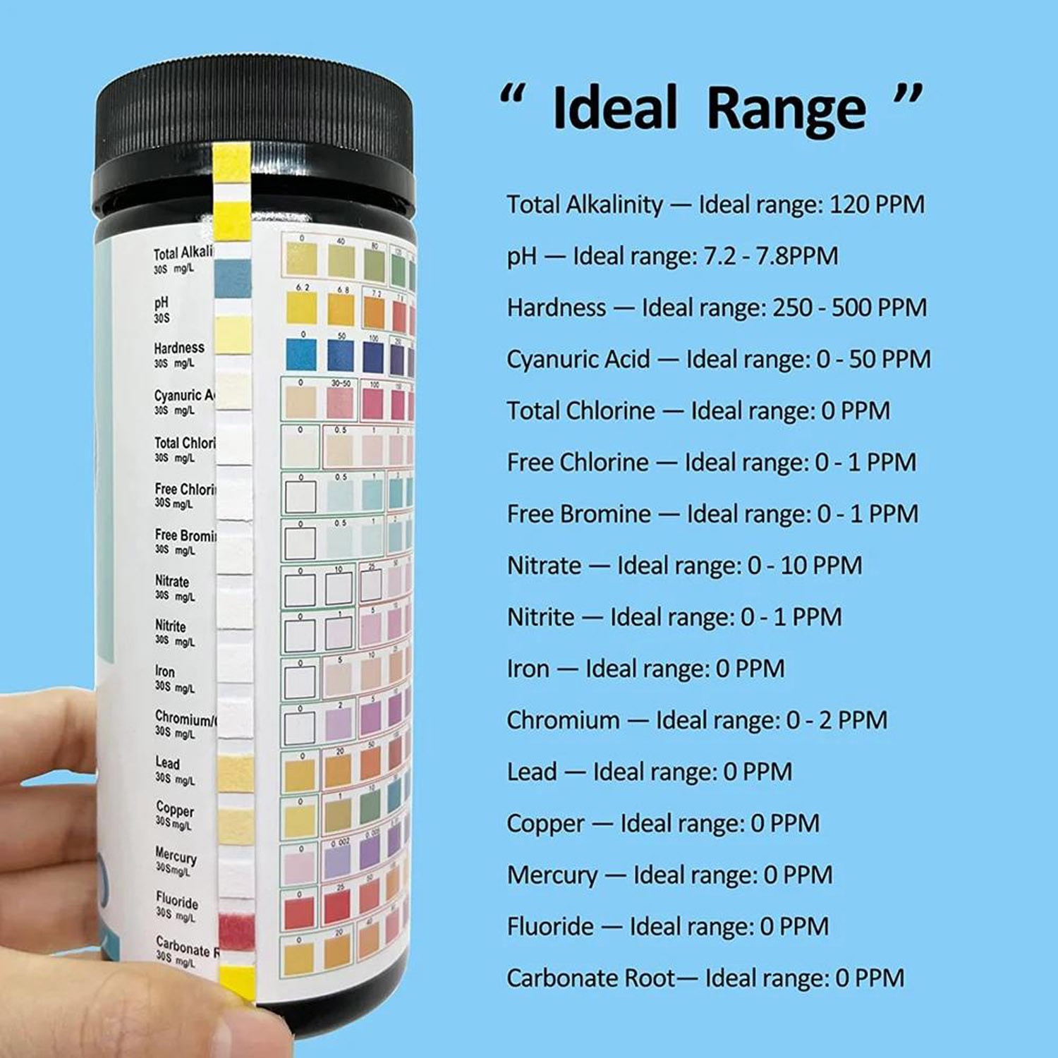 16 in 1 Water Test Kit Strips 100 Count Home Drinking Tap Water Quality Test US