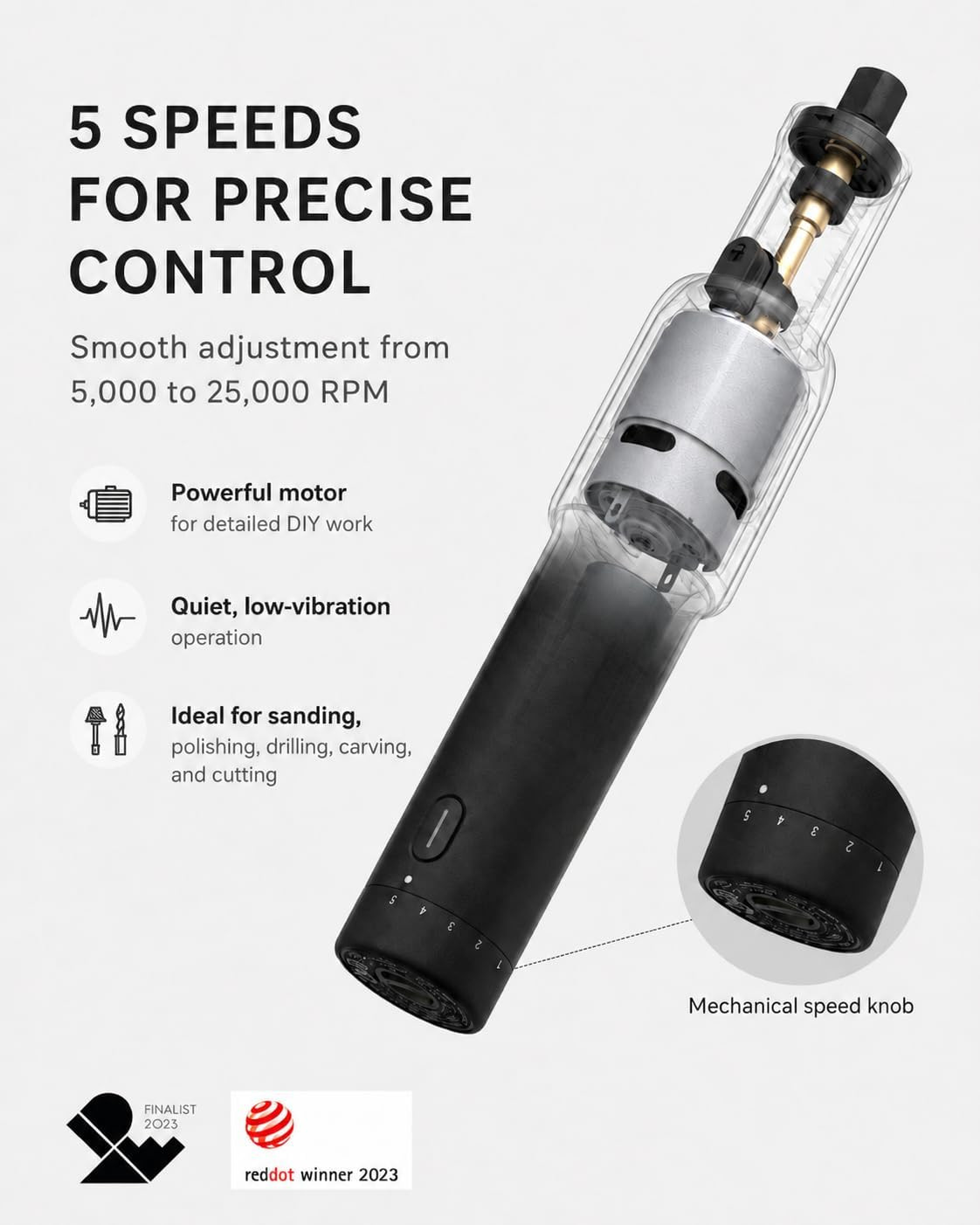 35-In-1 Cordless Rotary Tool Kit, Strong Motor, 25000RPM 5 Variable Speed Powerf