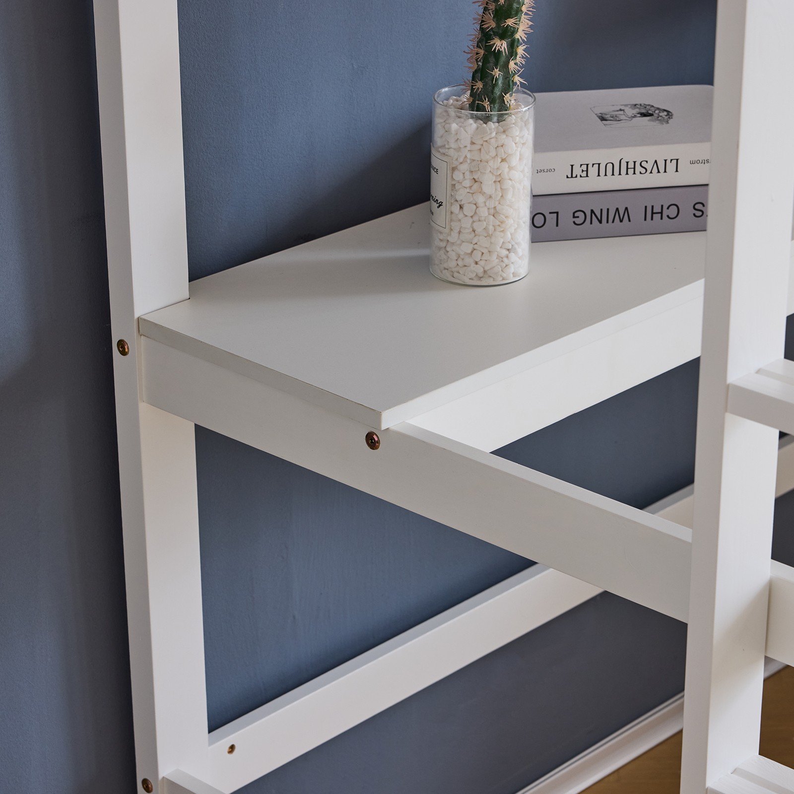 Wood Loft Bed Twin Size with RGB LED 2 Charging Station for Adults Kids Teens