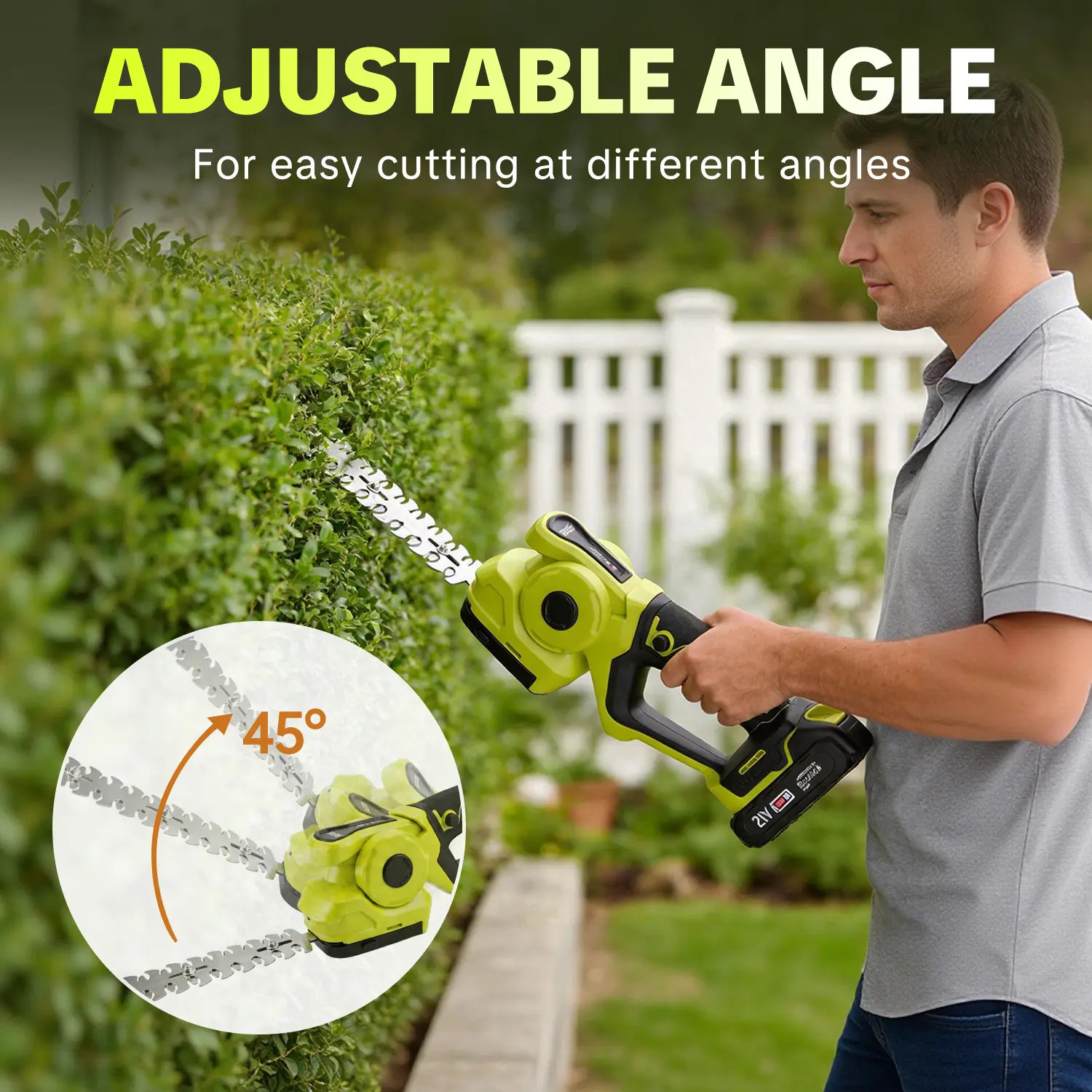 SEESE Cordless 2-In-1 Grass Shear & Shrub Trimmer, Handheld Electric Hedge Trimm
