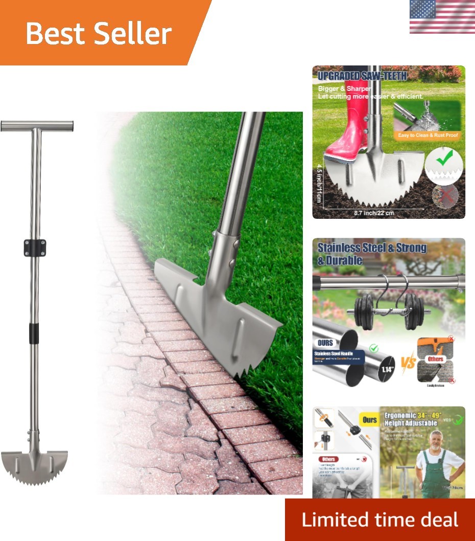 Heavy-Duty Stainless Steel Lawn Edger with Foot Pedal – Perfect for Curved Edges
