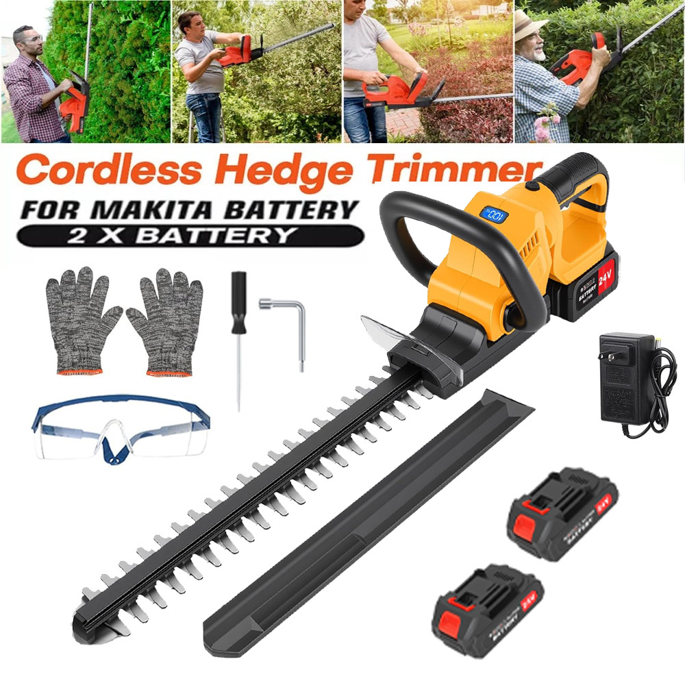 22Inch Cordless Hedge Trimmer Cordless Electric Hedge Trimmer w/2* 24V Battery
