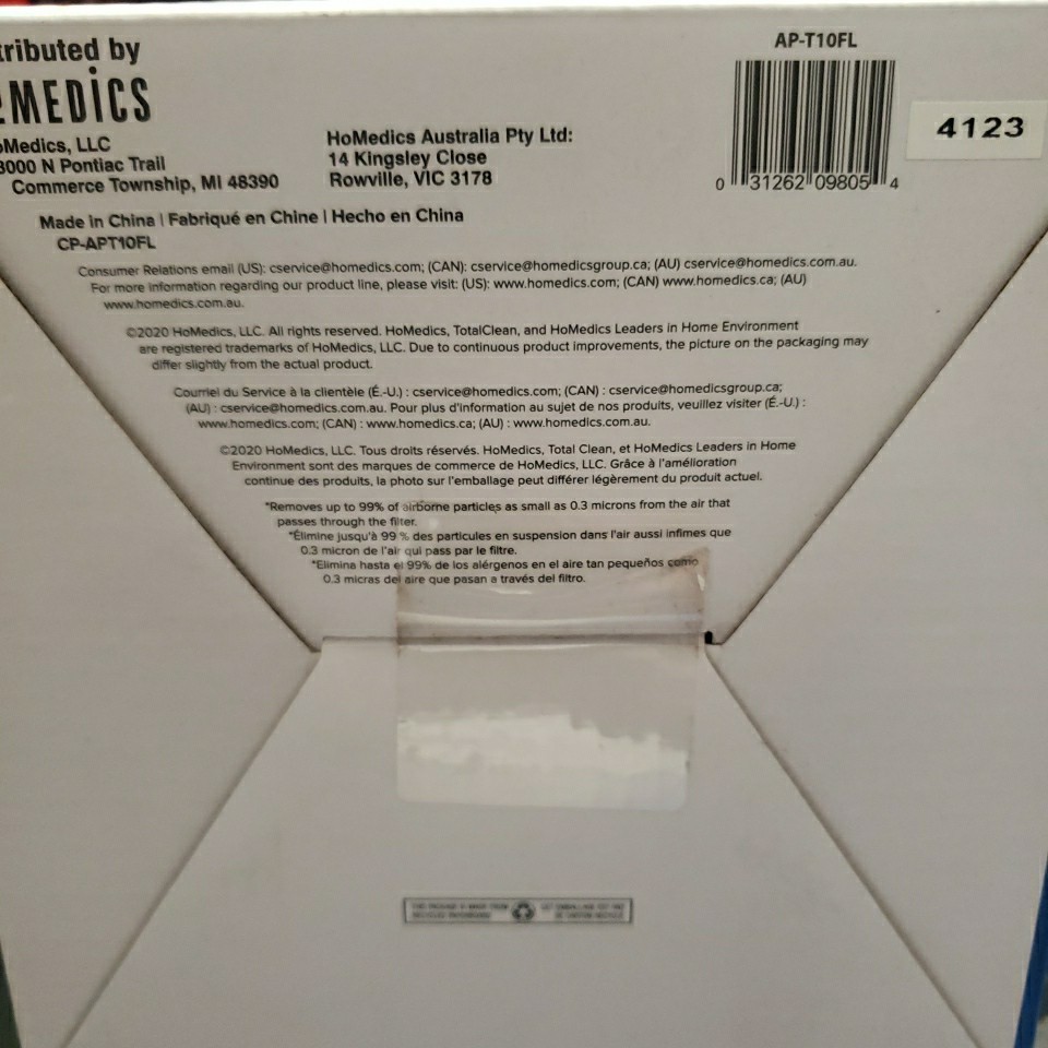 HOMEDICS TotalClean Replacement 99% HEPA-TYPE FILTER~AP-T10