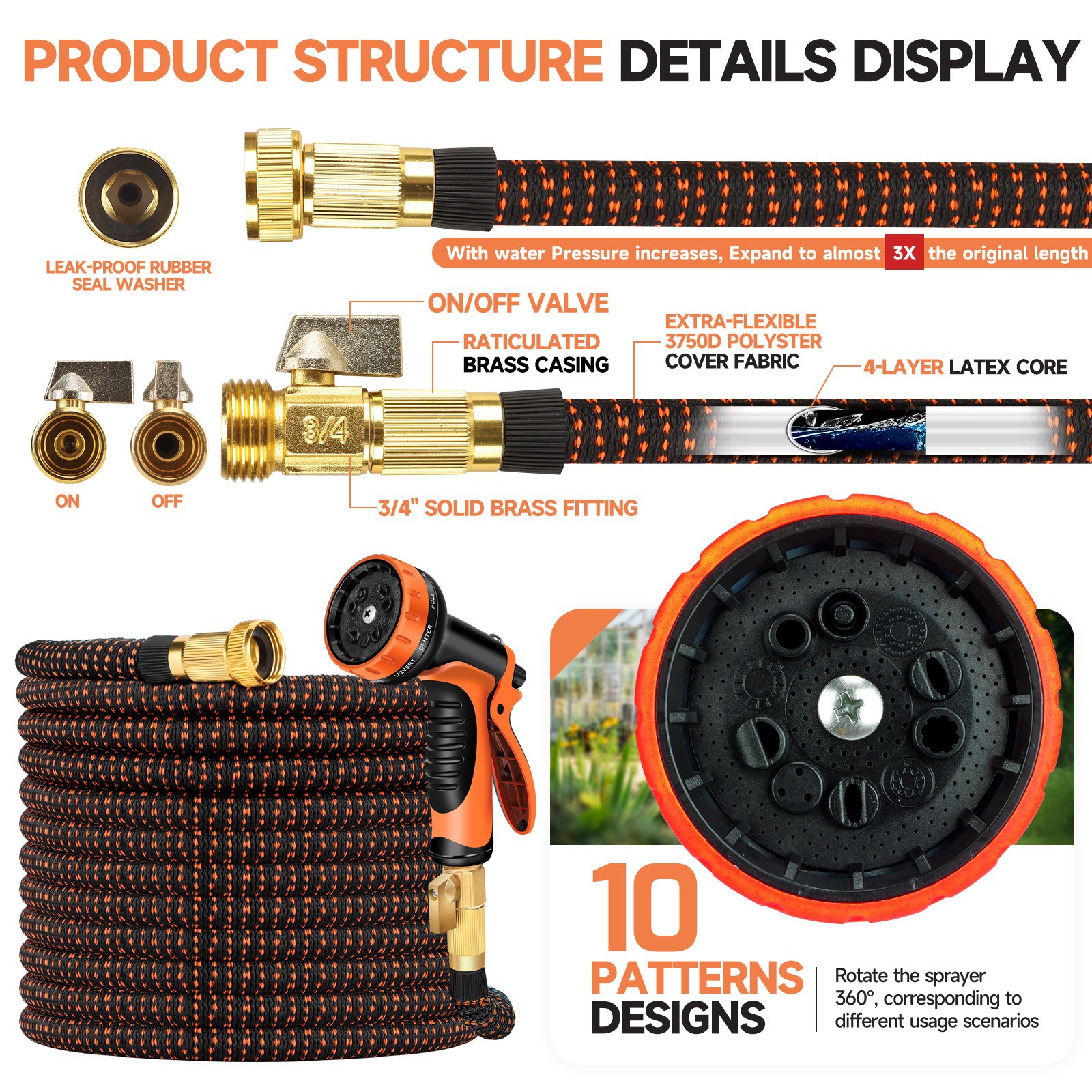 Flexible Expandable Garden Water Hose Pipe Pet Wash W/ Spray Nozzle Gun 25-150FT