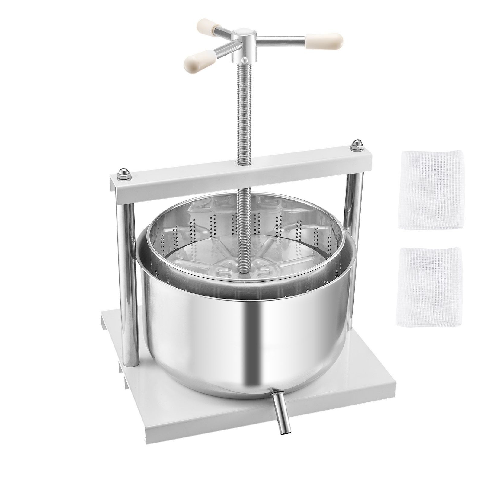 3.17 Gal Fruit Wine Press, 2 Stainless Steel Barrels, Manual Juice Maker for