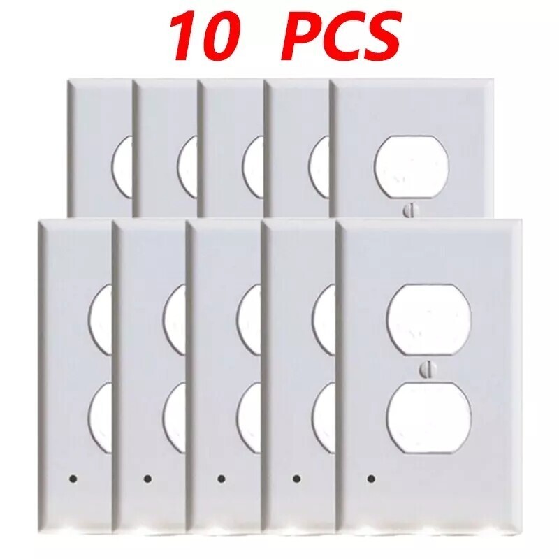 5 PCS / 10PCS Outlet Night Lights with Built-In LED Night Lights – White Duplex