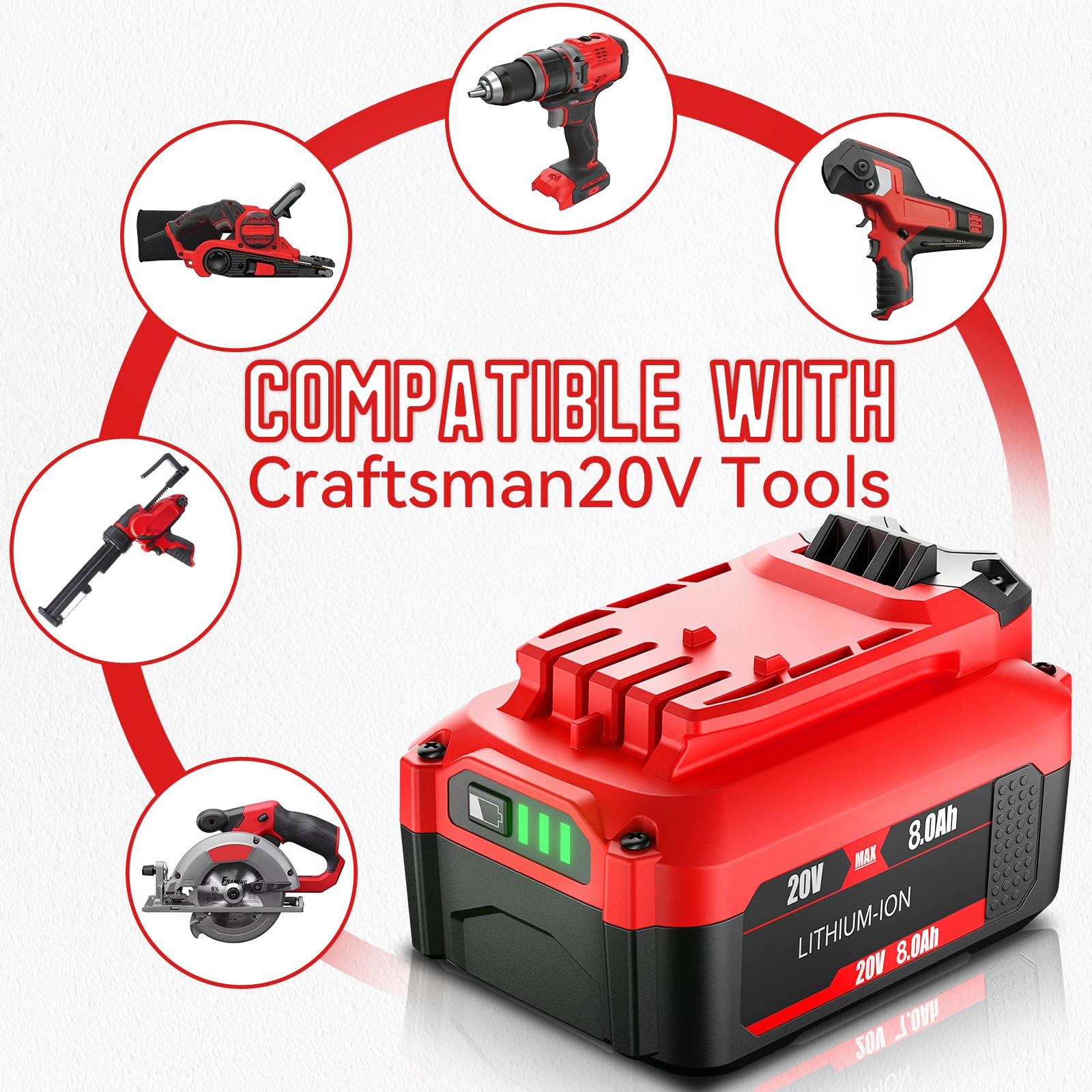 2PACK For Craftsman V20 MAX Battery CMCB205 CMCB206 CMCB203 CMCB202 8Ah Battery