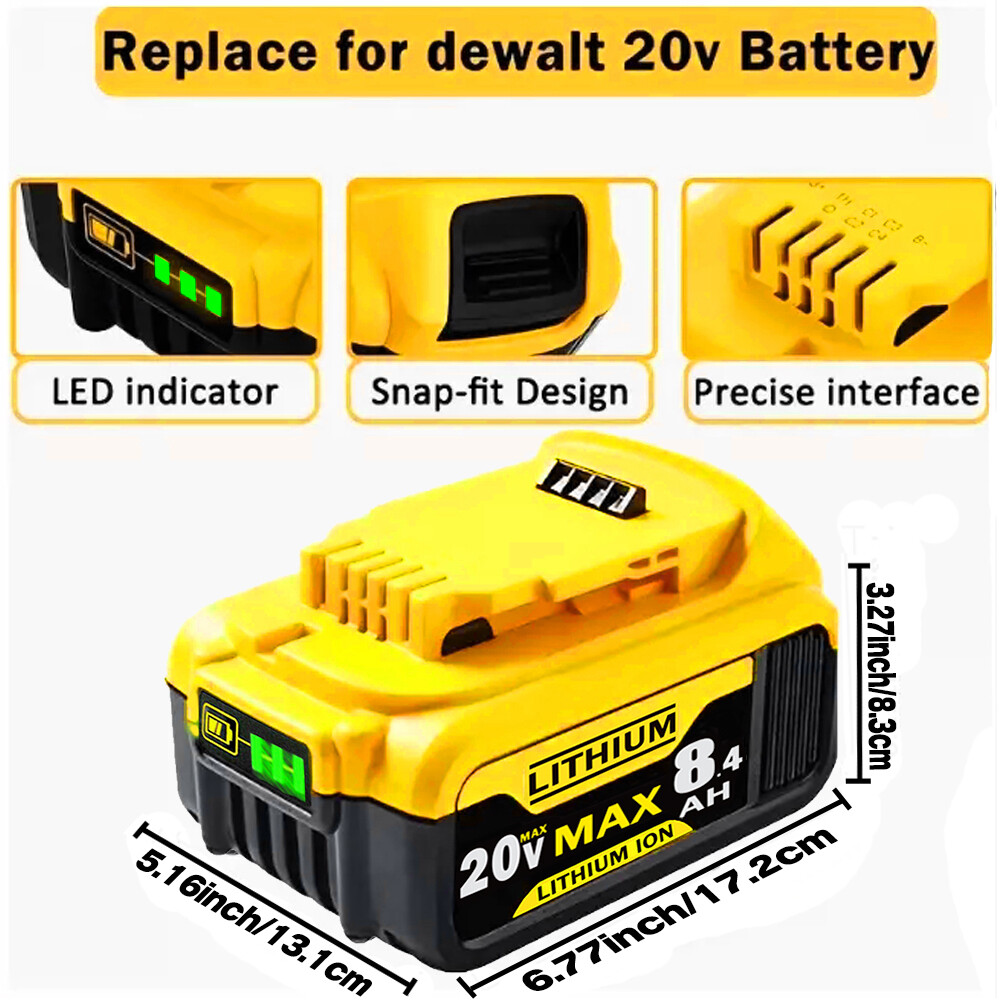 2Pack 8000mAh Lithium Battery For DeWalt 20 Volt Max 8.0AH DCB205 DCB206 DCB200