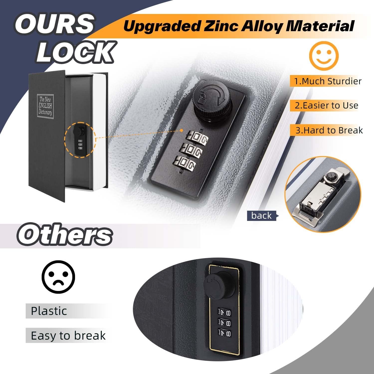 Book Safe Box with Combination Lock Dictionary Diversion Safe Secret Hidden Box