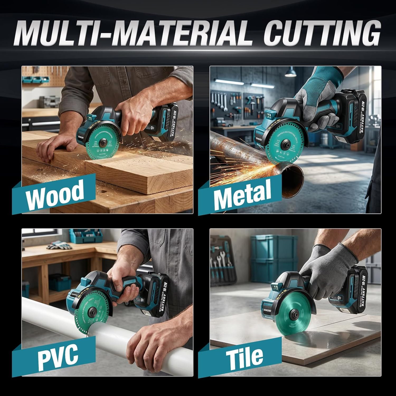 Cordless Cut off Tool with 2 Batteries, 4-Inch 21V Brushless Mini Saw Kit, 3-Spe