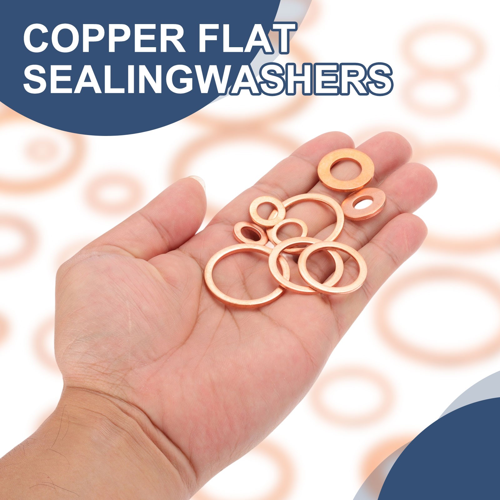 20 Pcs M8 Flat Copper Washers 8x18x2mm Copper Flat Sealing Ring Washers