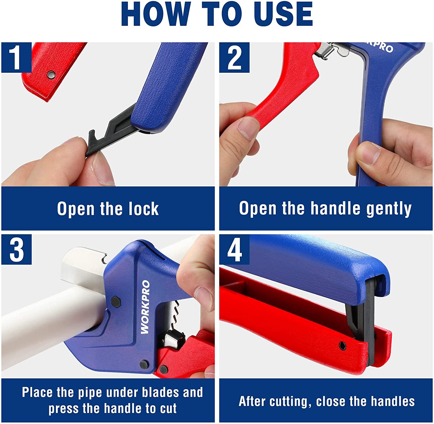 WORKPRO Ratchet PVC Pipe Cutter Up to 1-5/8″ Plastic Pipe and Tubing Cutter USA